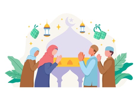 Ramadan kareem and Eid al fitr concept illustration vector