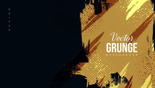 Luxury Black and Gold Background with Brush Style. Golden Grunge Background for Banner or Poster. Scratch and Texture Elements For Design vector