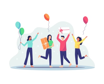 Group of joyful people celebrating birthday party vector