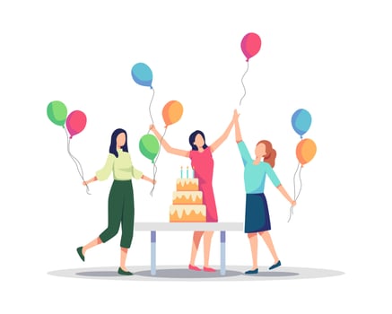 Group of joyful people celebrating Birthday party vector