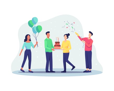 Group of joyful people celebrating Birthday party vector