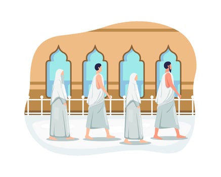 Muslims doing Islamic hajj pilgrimage vector