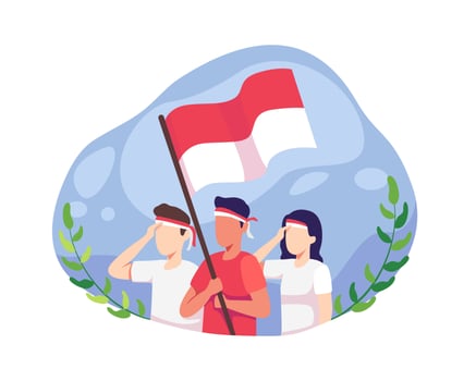 Youth celebrate Indonesia independence day vector