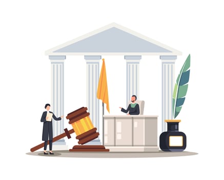 Lawyer woman speaking in courtroom vector