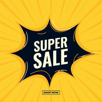 super sale boom yellow and black abstract sale banner shop now vector