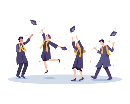 Happy graduated students concept illustration vector