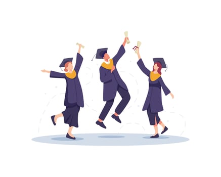 Happy graduated students concept illustration vector