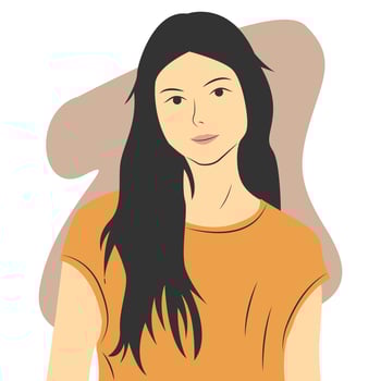 Beautiful young female character wearing casual clothes. Flat cartoon vector illustration