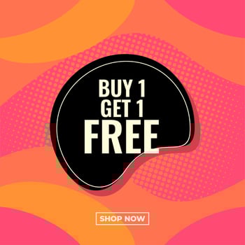buy 1 get 1 free orange black white and pink abstract sale banner promotion shop now vector