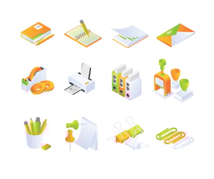 icon about office stationery in isometric style vector