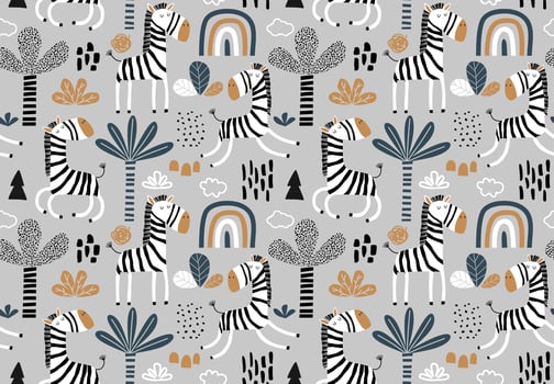 Childish seamless pattern with cute zebras vector