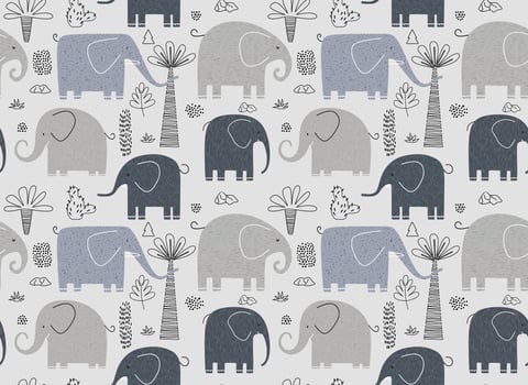 Cute elephants seamless pattern. vector illustration