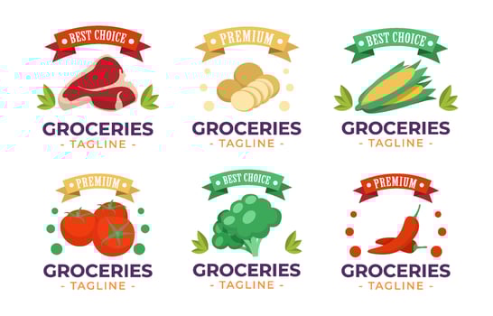 Groceries Logo Set vector