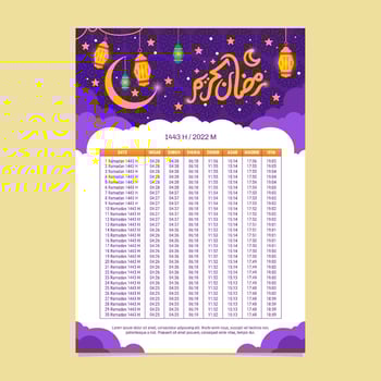 Fasting Month Calendar Template vector