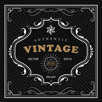 Vintage frame western label  antique frame hand drawn retro border vector