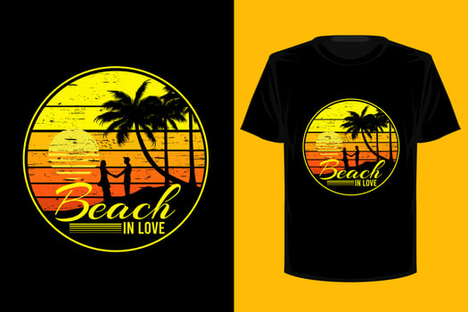 Beach in love retro vintage t shirt design vector