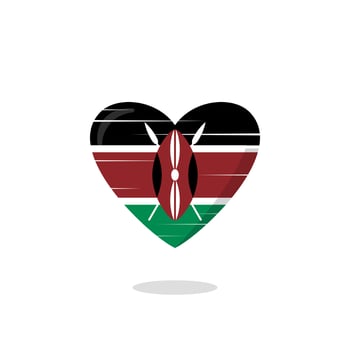 Kenya flag shaped love illustration vector