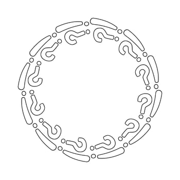 Round frame made of question marks and exclamation marks. Vector illustration.