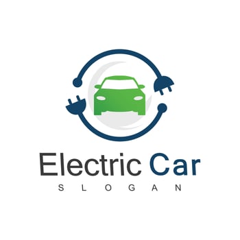 Electric Car Logo with plug icon And bolt symbol vector