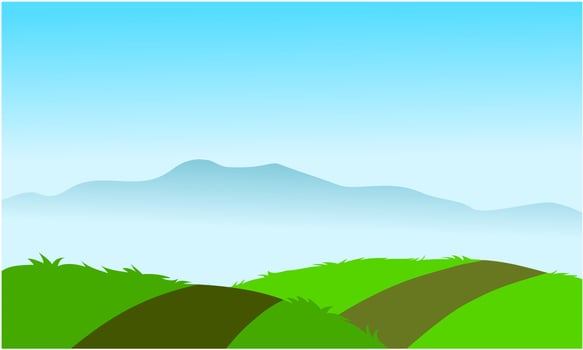 vector grass land hill, grass field with sky background