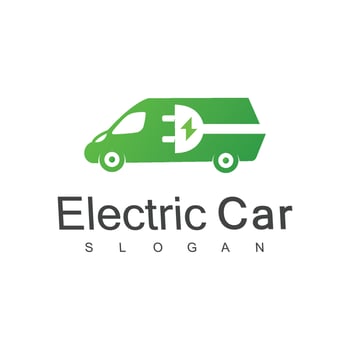 Electric Car Logo with plug icon And bolt symbol vector