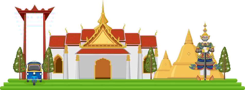 Thailand iconic tourism attraction background vector