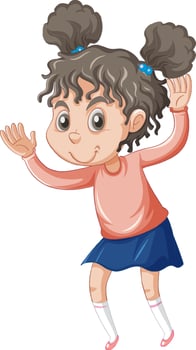 Cute girl standing on white ground vector