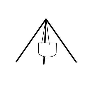 Pot Travel Camping Hand drawn organic line Doodle vector