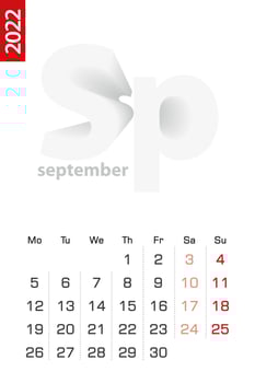 Minimalist calendar template for September 2022, vector calendar in English.