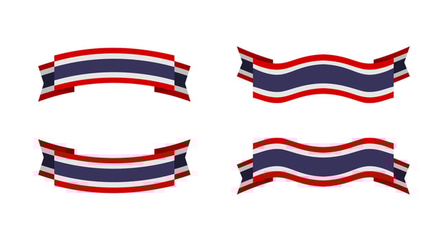 illustration of a thailand flag with a ribbon style. thailand flag vector set.
