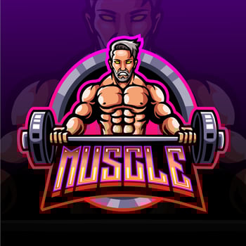 Muscle esport logo mascot design vector