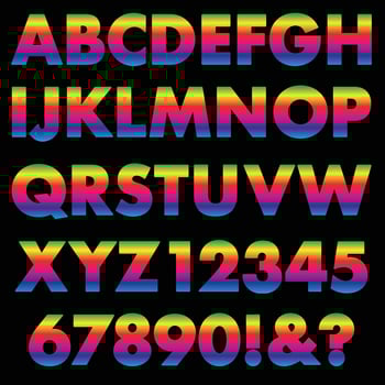 gradient rainbow vector alphabet font