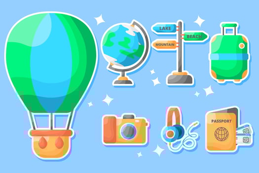 Travel Set Flat Illustration Sticker vector art design