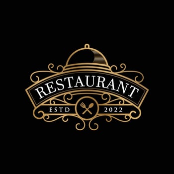 Vintage gold restaurant logo and badge template vector
