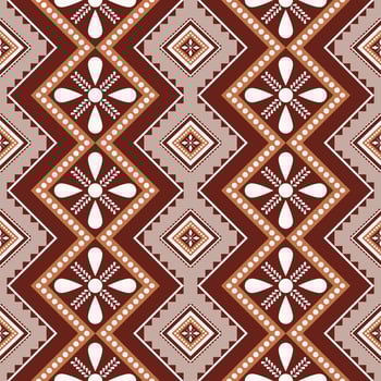 Ethnic brown color geometric flower shape seamless pattern background. Use for fabric, textile, interior decoration elements, upholstery, wrapping. vector