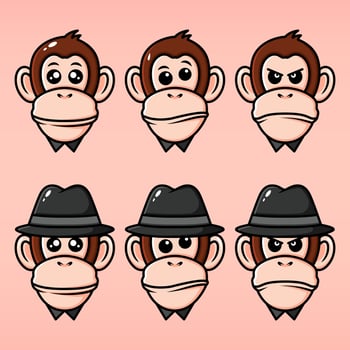 Set of facial expression monkeys vector