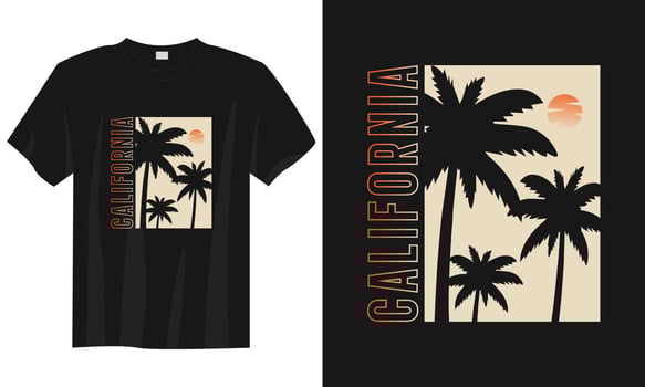 Summer California surfing beach retro typography t shirt design vector