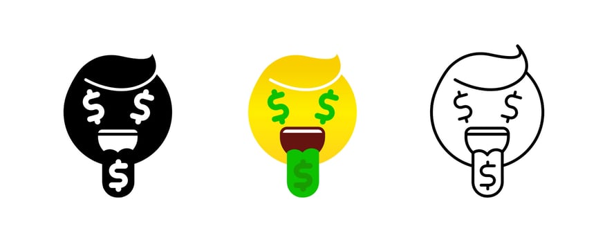 Eyes-tongue money vector icon set.