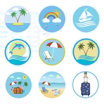 Illustration set of summer icons vector