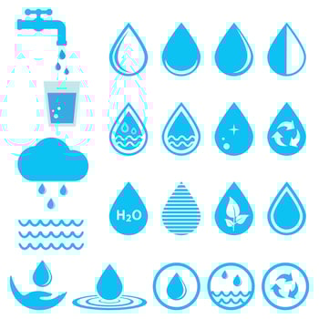 Set of blue water icons vector