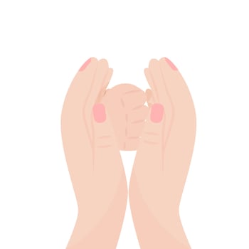 Mother hands holiding baby fist. Cute illustration of family relation. Isolated on white vector. vector