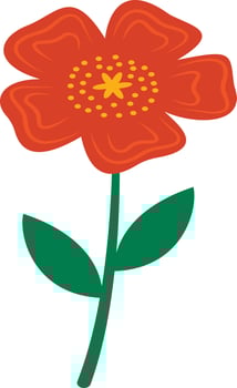 Stylized red flower highlighted on a white background. Vector flower in cartoon style.Vector illustration for greetings, weddings, flower design.