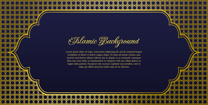 Islamic Background Gold Frame for Ramadan Kareem or Eid Mubarak Poster Ornament Decoration with Geometric Elegant Pattern vector