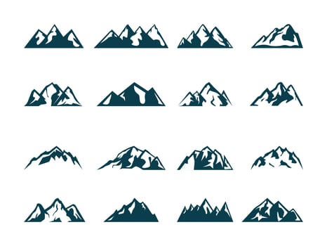 Logo design snowy mountain silhouette symbol, alps illustration. vector