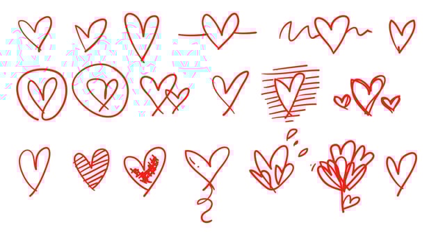 doodle heart love illustration collection vector