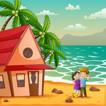 A teen couple on the on the beachside illustration vector
