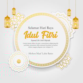 Vector banner for the greetings of social media for eid al fitr hari raya idul fitri muslim holidays