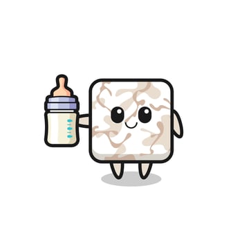 baby ceramic tile cartoon character with milk bottle vector