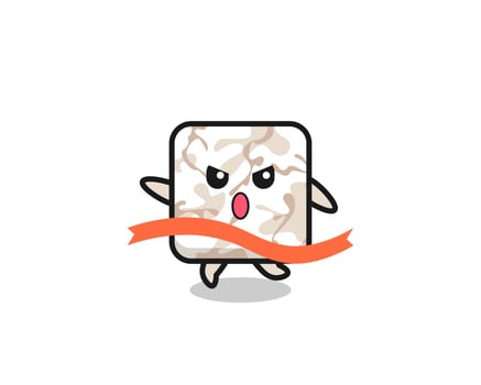 cute ceramic tile illustration is reaching the finish vector