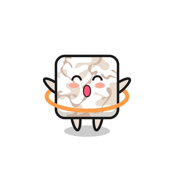 cute ceramic tile cartoon is playing hula hoop vector
